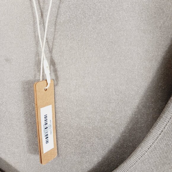 SKIMS, NWT LG, Tan Mini Dress, Long Sleeve Deep Rounded Neckline Soft, Body Con - Picture 5 of 16